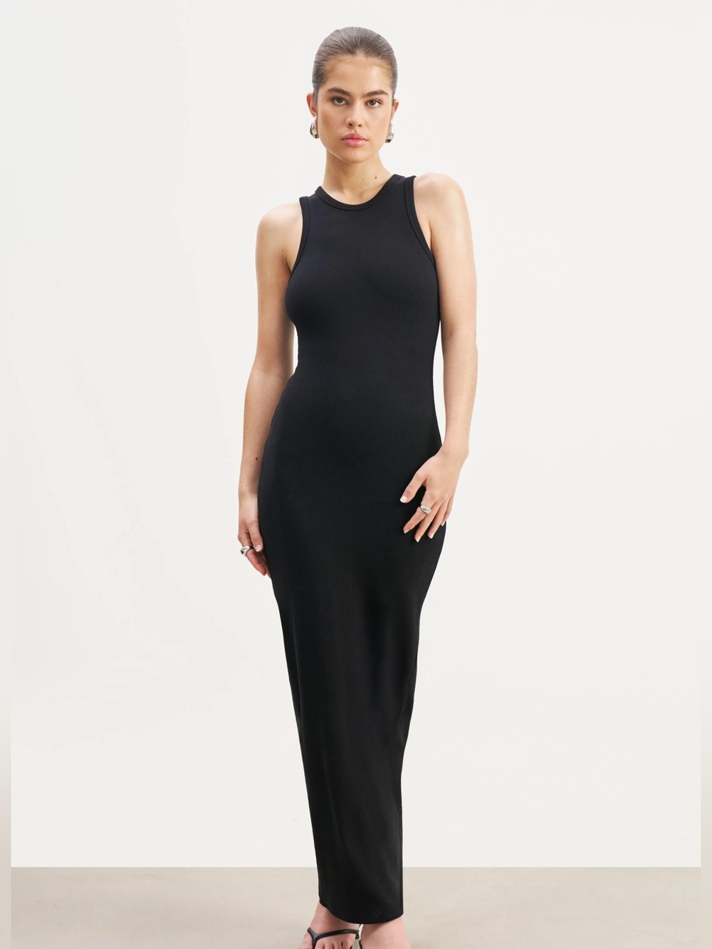 NWT Because of Alice (BOA.) Heavy Ribbed Maxi Dress in Black - Size XS